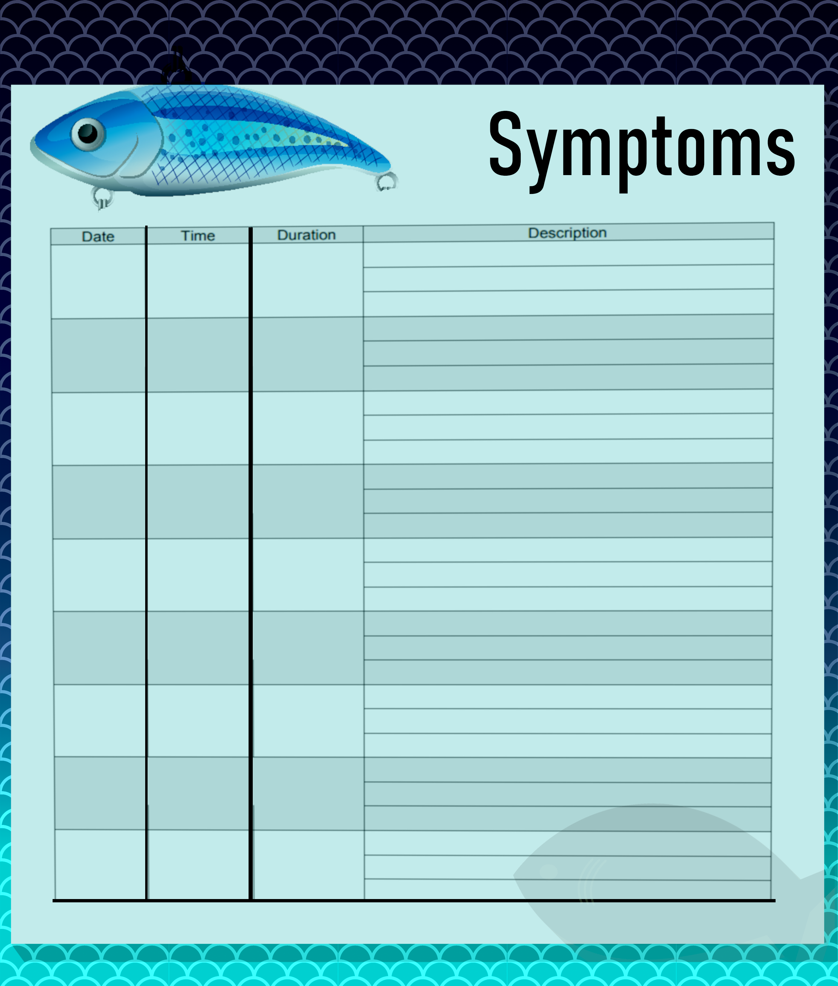 Fishing Themed Symptoms Chart
